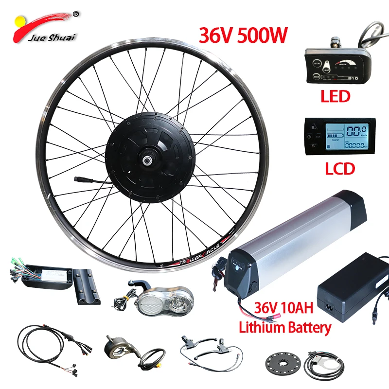 online 20-700c Dianteiro E Traseiro Hub Motor Roda 36v 500w Ebike Kit De Conversão 36v10ah Bateria De Lítio Ebike Kit De Conversão De Bicicleta Elétrica