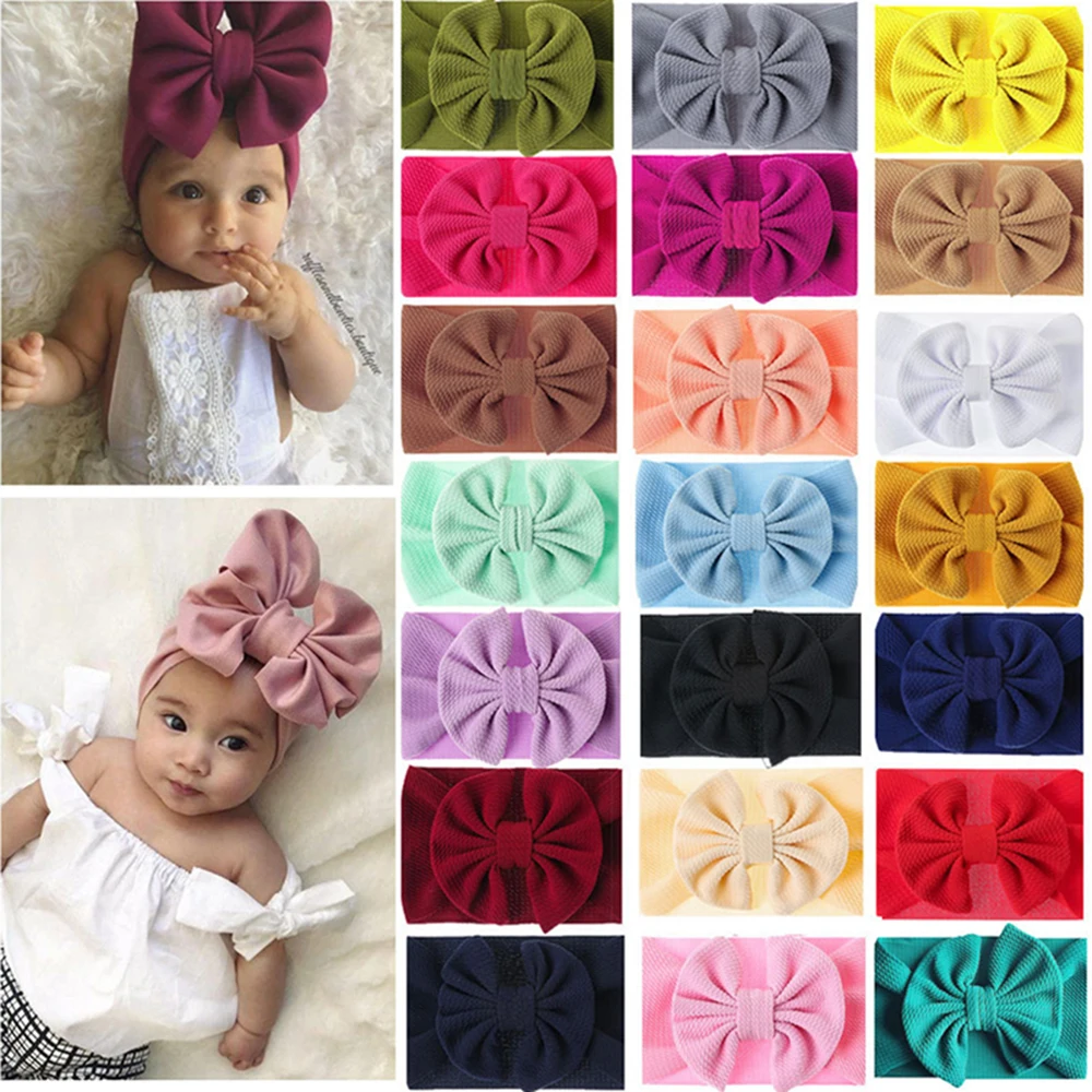 

Large Hair Bow Headband for Girls Cute Baby DIY Fabric Elastic Hair Bands Butterfly Kids Solid Turban Baby Girl Hair Accessories