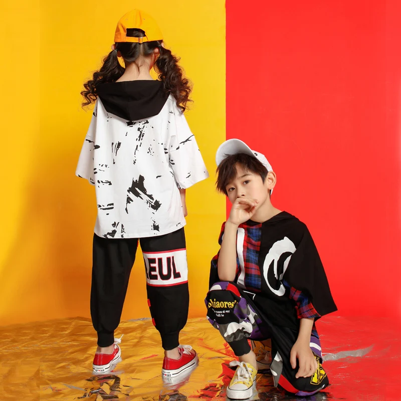Детская рубашка штаны шорты танцевальные костюмы в стиле хип-хоп одежда для