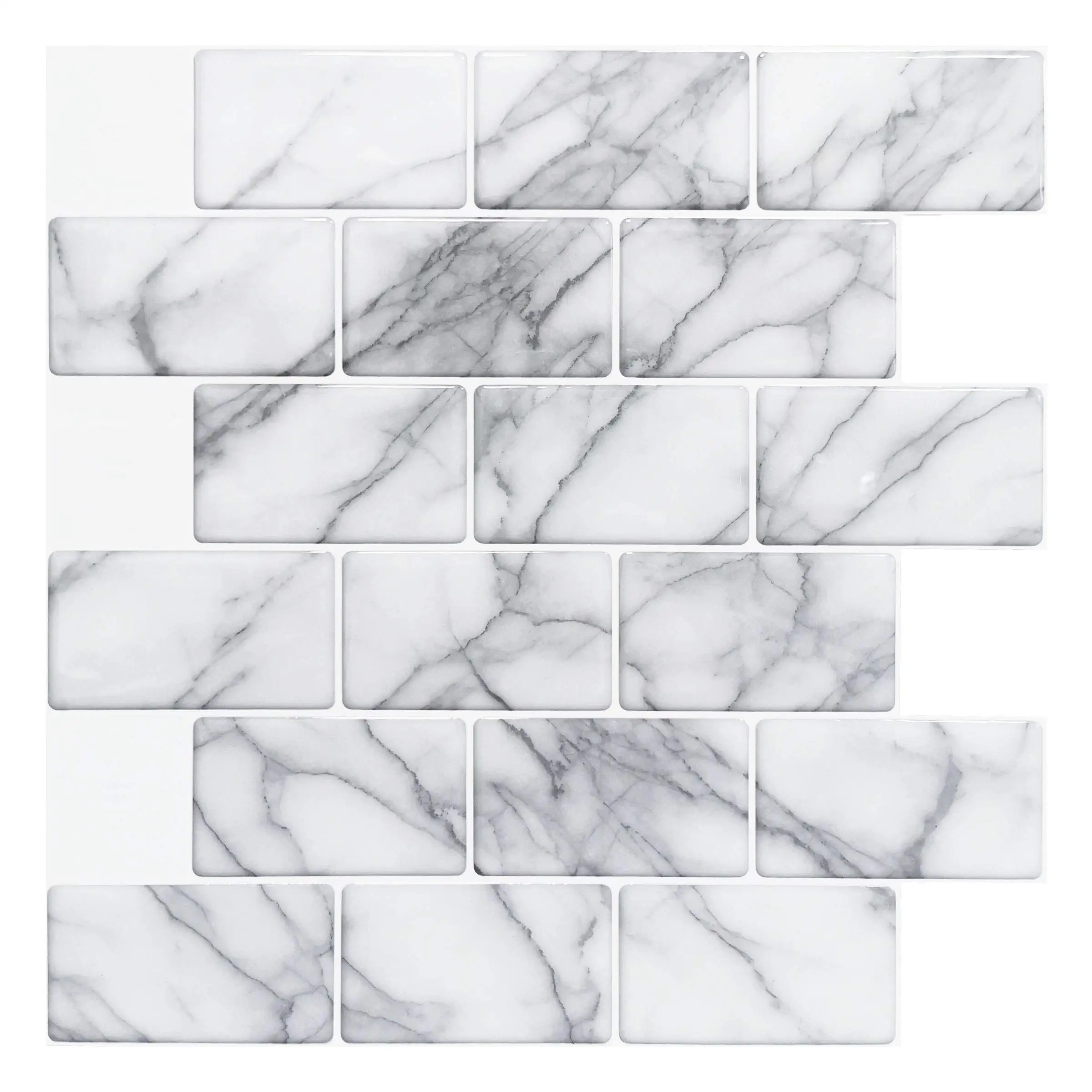 

Art3d 10PCS Home Waterproof Self Adhesive Vinyl Wall Tile Peel and Stick Backsplash Kitchen Bathroom Tiles (Grey Marble)