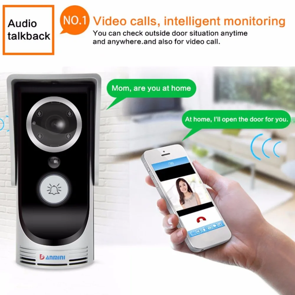 Professional Smart WIFI Wireless Doorphone Safe Guarding 3M 145 Degree Wide Angle Home Use Door Video Intercom Doorbell | Обустройство