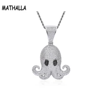 mathalla octopus pendant necklace with cz iced cubic zirconia gold silver necklace hip hop jewelry mens necklace