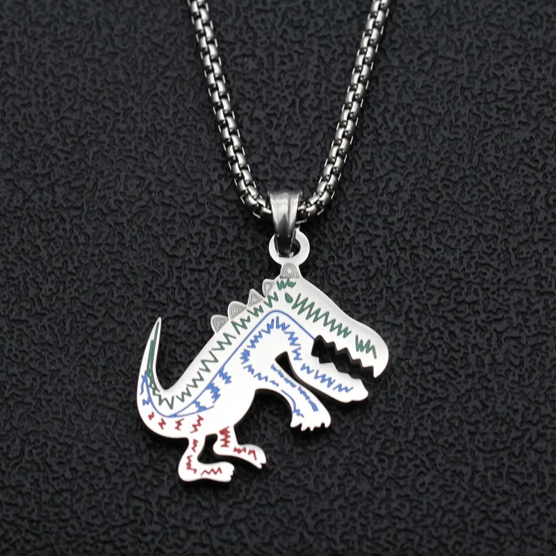 Панк крутой тираннозавр рекс подвеска из нержавеющей стали мультфильм динозавр
