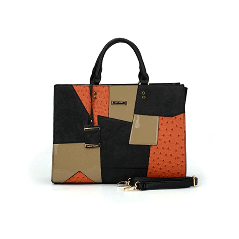 

Women Business Handbag Shoulder Bag for Ladie Patchwork Metal Pendant Dress Design Totes Bag Large Hand Bags Women 2021