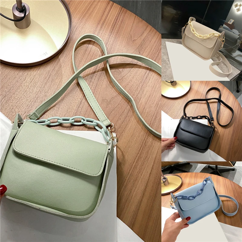 

Women's Handbags Novelties For Women Solid Small PU Leather Crossbody Bags 2021 Chain Designer Lady Travel Bags Over Shoulder