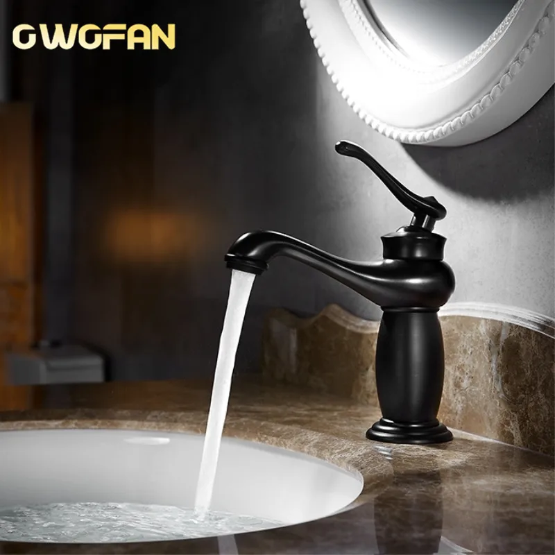 

Basin Faucets Dual Handle Vessel Sink Mixer Bathroom Brass Basin Mixer Tap Black Bronze Faucet Hot and Cold Water Crane S79-346
