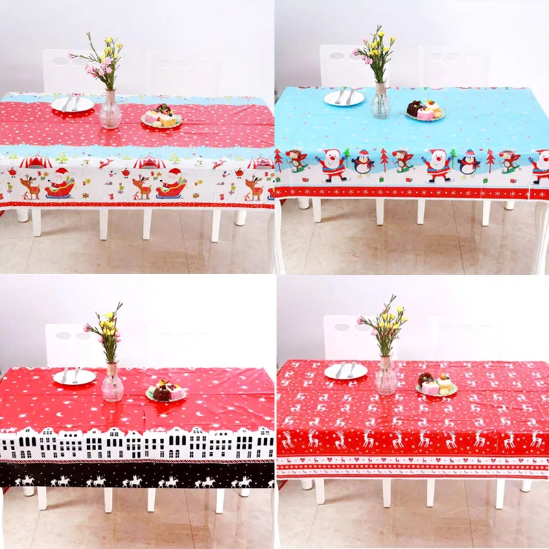 

2021New Year Christmas Tablecloth Kitchen Dining Table Decoration Home Rectangular Party Santa Claus Elk Table Covers Ornaments