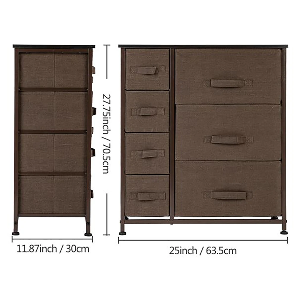 

Dark Brown Four Layer Small Four Three Type Iron Non - Woven Drawer Rack with 7 Removable Drawers Office Home Decoration