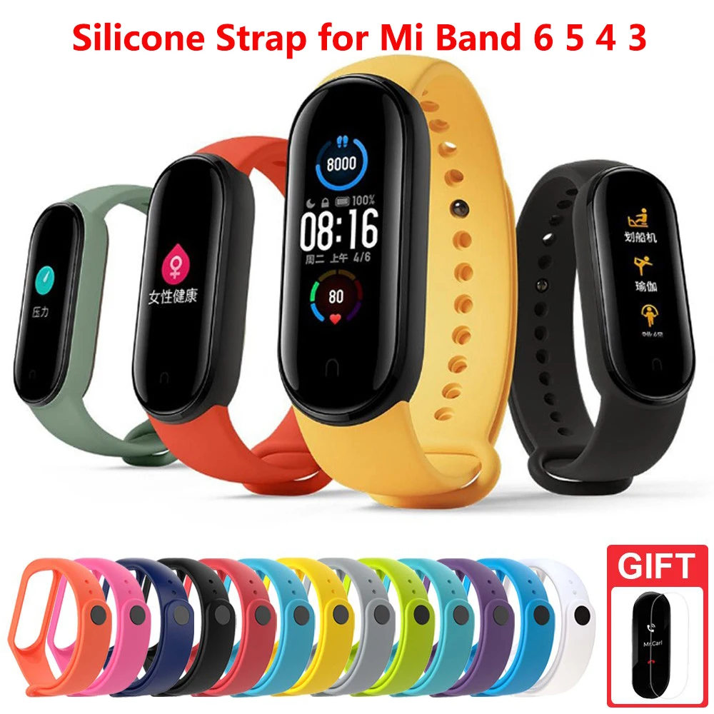 

Силиконовый ремешок для Xiaomi Mi Band 6 5 4 3, сменный силиконовый дышащий спортивный Браслет Для Xiaomi Miband 3 4 5 6