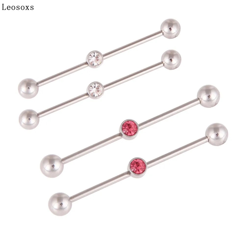 

Leosoxs 2 piece European and American hot selling anti-allergic titanium steel earrings long ear bone nail piercing jewelry