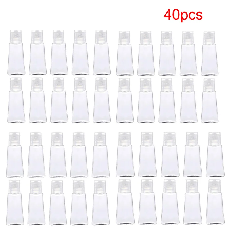 

40pcs 30ml Trapezoidal Empty Hand Sanitizer Bottles Refillable Plastic Container Transparent Gel Bottle