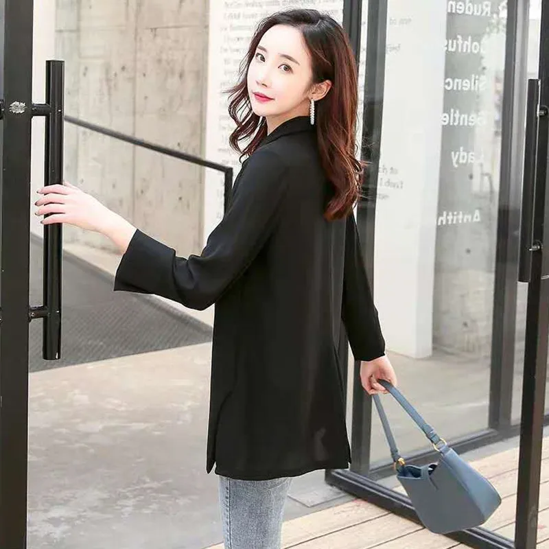 Модный новый женский шифоновый маленький костюм M-2XL Офисная Женская короткая