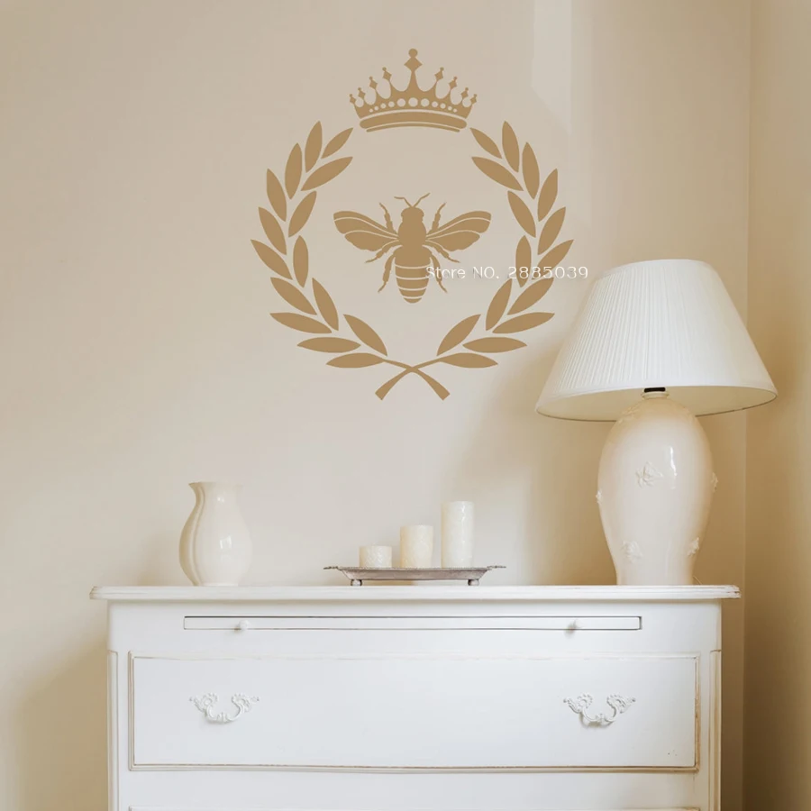 Laurel Wreath Crown Decal French Country Decor Napoleonic Bee Wall Decals DIY Home Decoration Vinyl Wallpapers 70*76cm LC1770