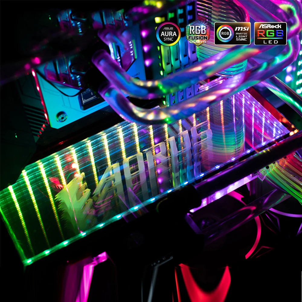 Чехол для ПК охладитель воды AURA SYNC 12 В/5 В с RGB панелью бесконечное стерео 3D