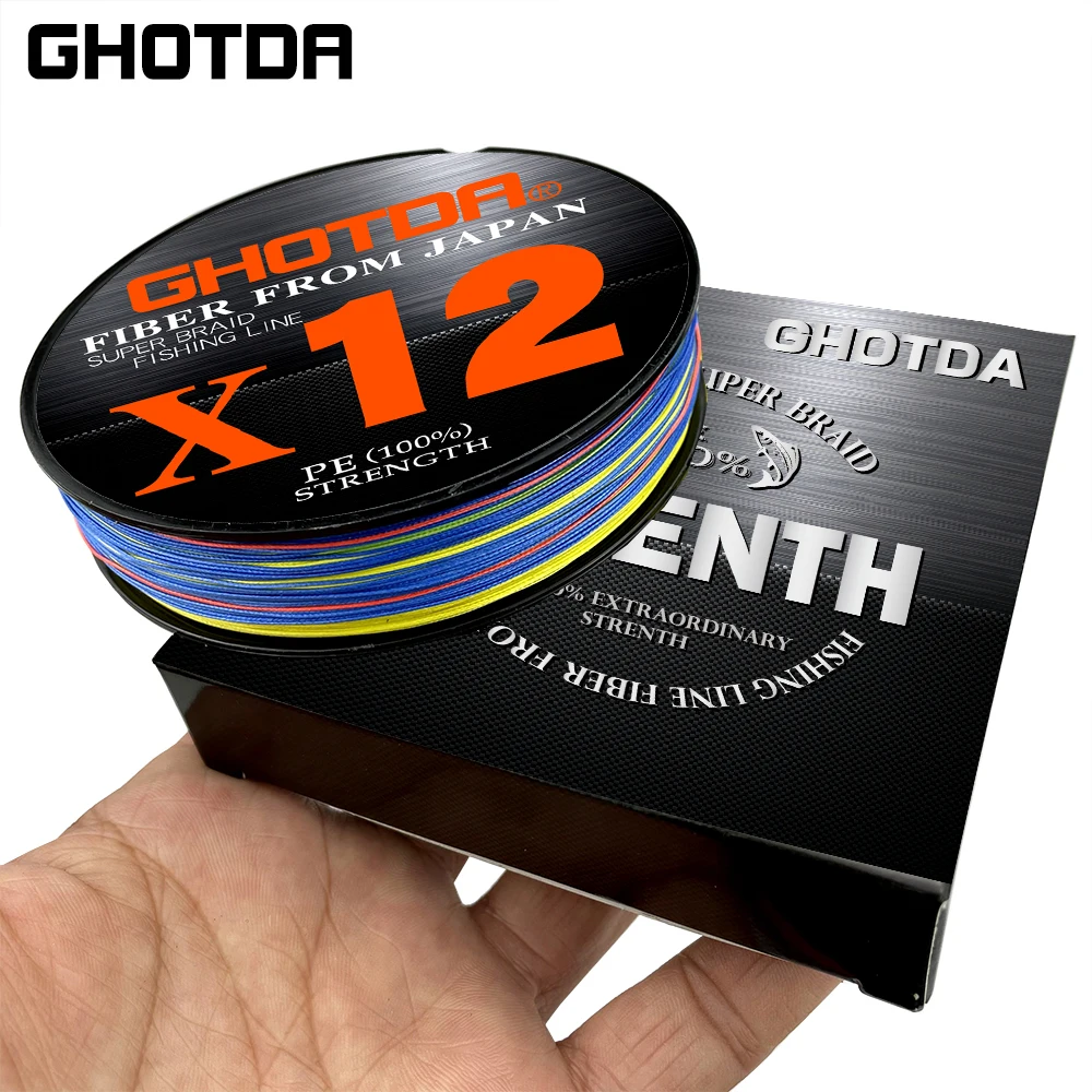 

GHOTDA 12 Strands 500M 300M 100M Braided PE Fishing Line Strong Multifilament Durable Fishing Line Tool