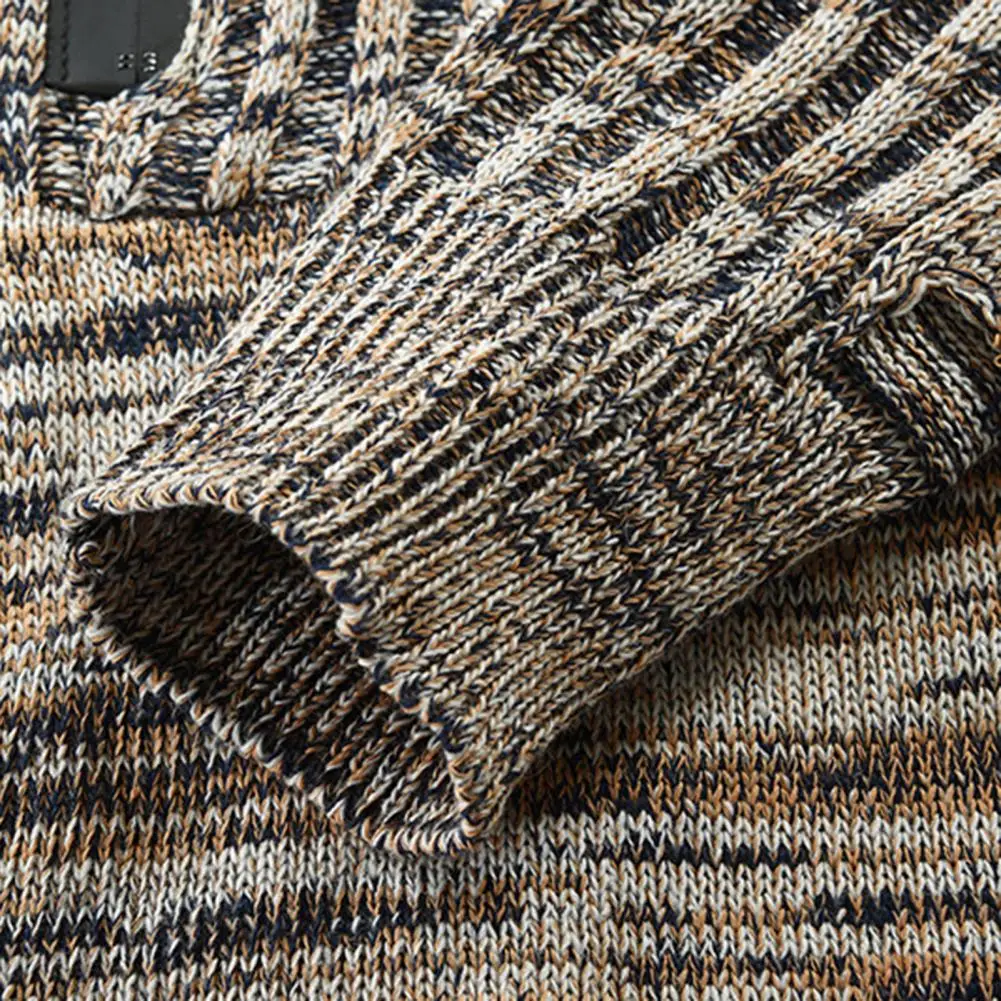 Модный мужской свитер с длинным рукавом и воротником средней длины на осень зиму