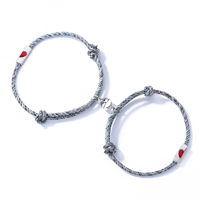 

2Pcs Valentine's Day Lovers Friendship Bracelet Heart Magnetic Distance Bracelet 45BC