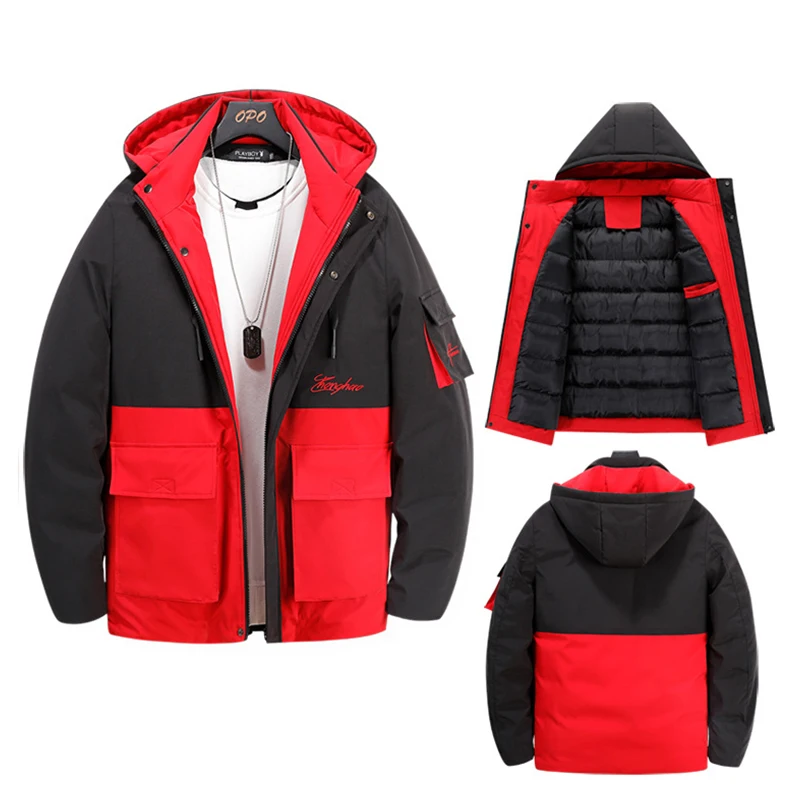 New Winter Jacket Men Thick Warm Parkas Hooded Solid Patchwork Windbreaker Male High Quality Coats Big Size M-6XL | Мужская одежда
