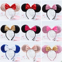 new all sequins mouse ear bow headband hair accessories mickey minnie childrens headwear hair band