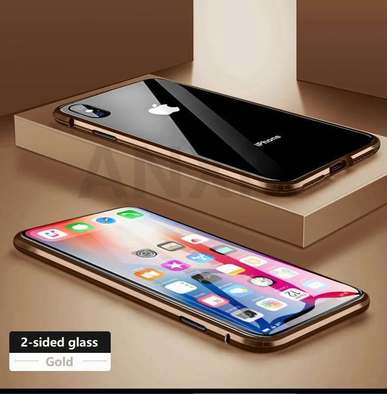 Металлический магнитный чехол для iphone X, Xr, Xs, 11 Pro, макс. закаленное стекло, задняя крышка с магнитом, чехол для iphone 6, 6s, 7, 8 Plus, чехол