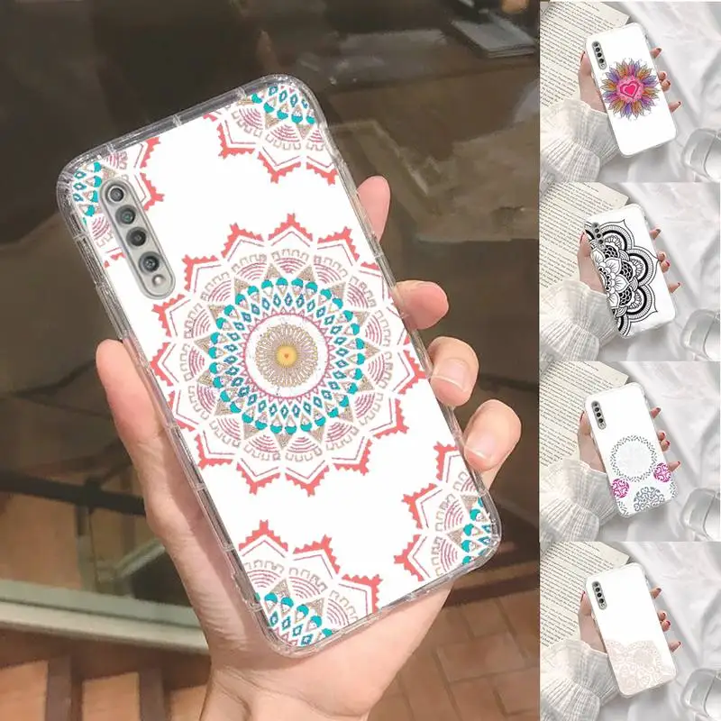 

Mandala Lace Flower Phone Case Transparent For Xiaomi Redmi note 3 9 7 4 8 8T 10 CC9E 11ULTRA T lite PLAY pro 4G 5G