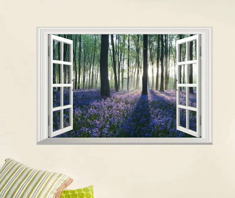 Лидер продаж 2020 объемная Настенная Наклейка с пейзажем БОЛЬШОЙ ЛАВАНДОВЫЙ лес