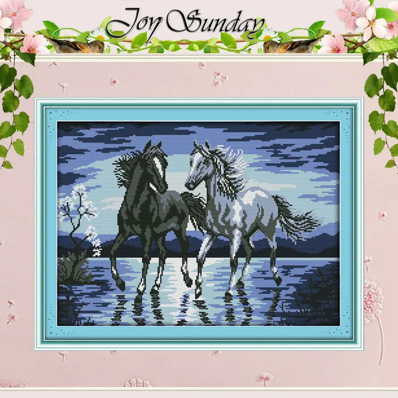 

Набор для вышивки крестом с изображением лошадей, 11 14CT