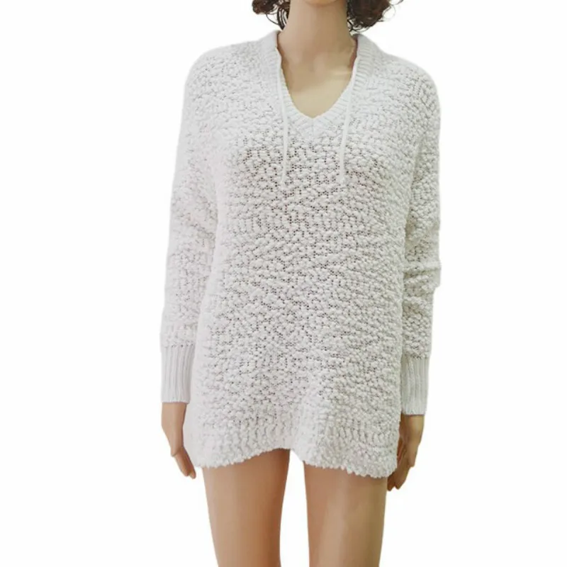 

Womens Clothing Sweaters 2020 Winter Fashion Korean Style White Pullovers Knitwear Jumpers Solid Hooded Knitted Sweater Lady
