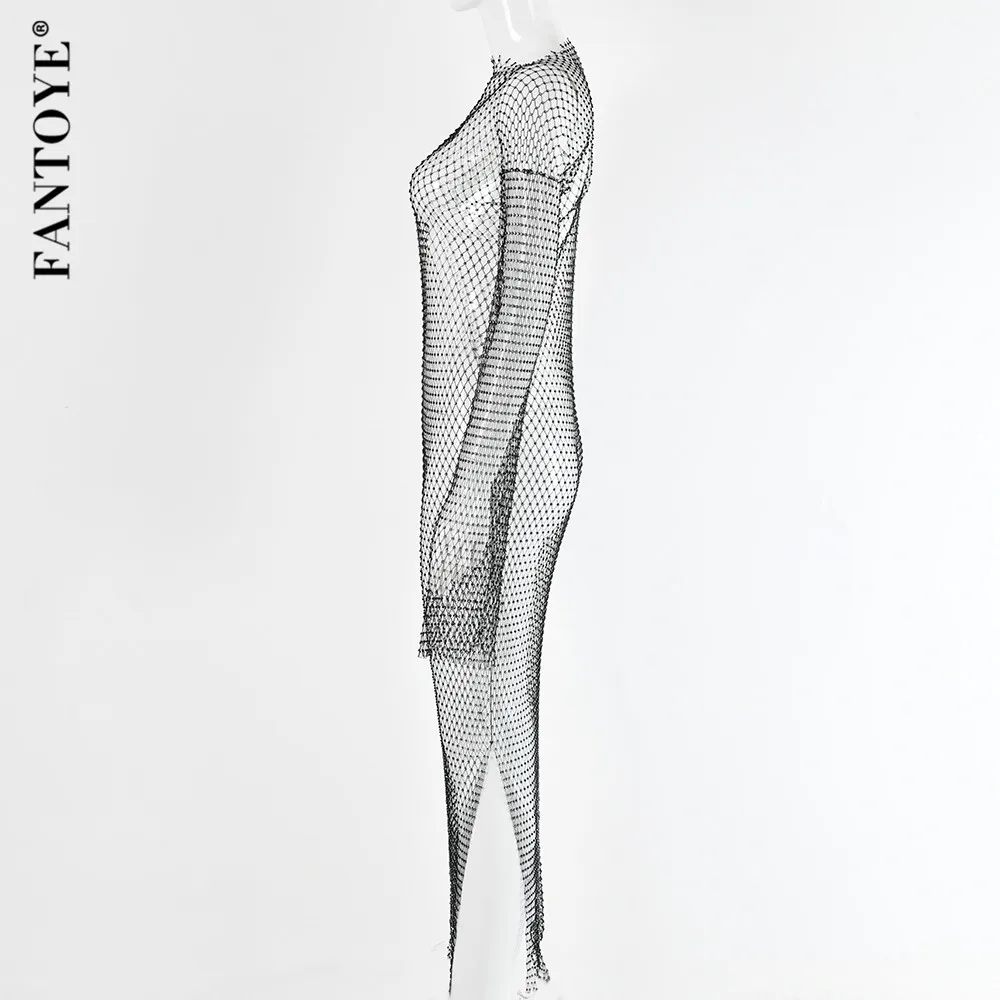 Женское блестящее вечернее платье FANTOYE облегающее Прозрачное Платье макси с