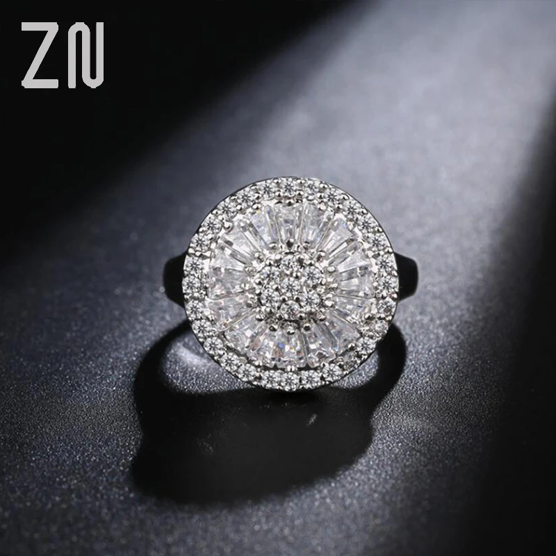 

ZN High Quality Wedding Band Round Shape Channel Setting Shiny Cubic Zirconia Luxury Big Rings For Women Fashion jewelry