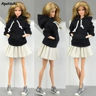 Зимний Черный Топ с длинным рукавом, короткая юбка, костюм, Одежда для куклы Барби, Одежда для куклы 16, аксессуары для куклы, детские аксессуары