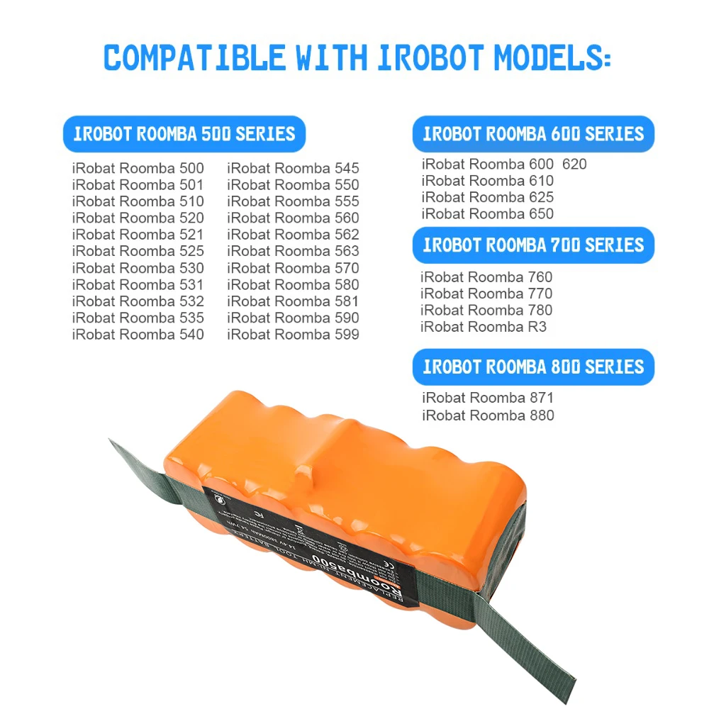 Аккумуляторная серия для пылесоса iRobot Roomba 500 600 700 800 3800 мАч 14 4 В Ni MH 510 530 531 532 620 650 770