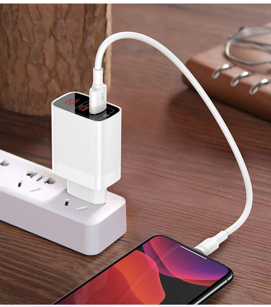 Baseus светодиодный дисплей USB зарядное устройство для мобильного телефона адаптер питания для iPhone samsung xiaomi настенная розетка для быстрой зарядки EU вилка универсальная