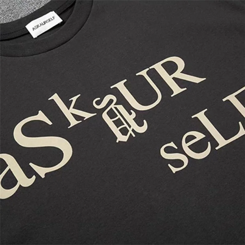 Embossed ASKYURSELF T Shirt Men Women 1:1 High Quality 3D Foam Printing T-shirt Vintage Nice Washed Tee Tops | Мужская одежда