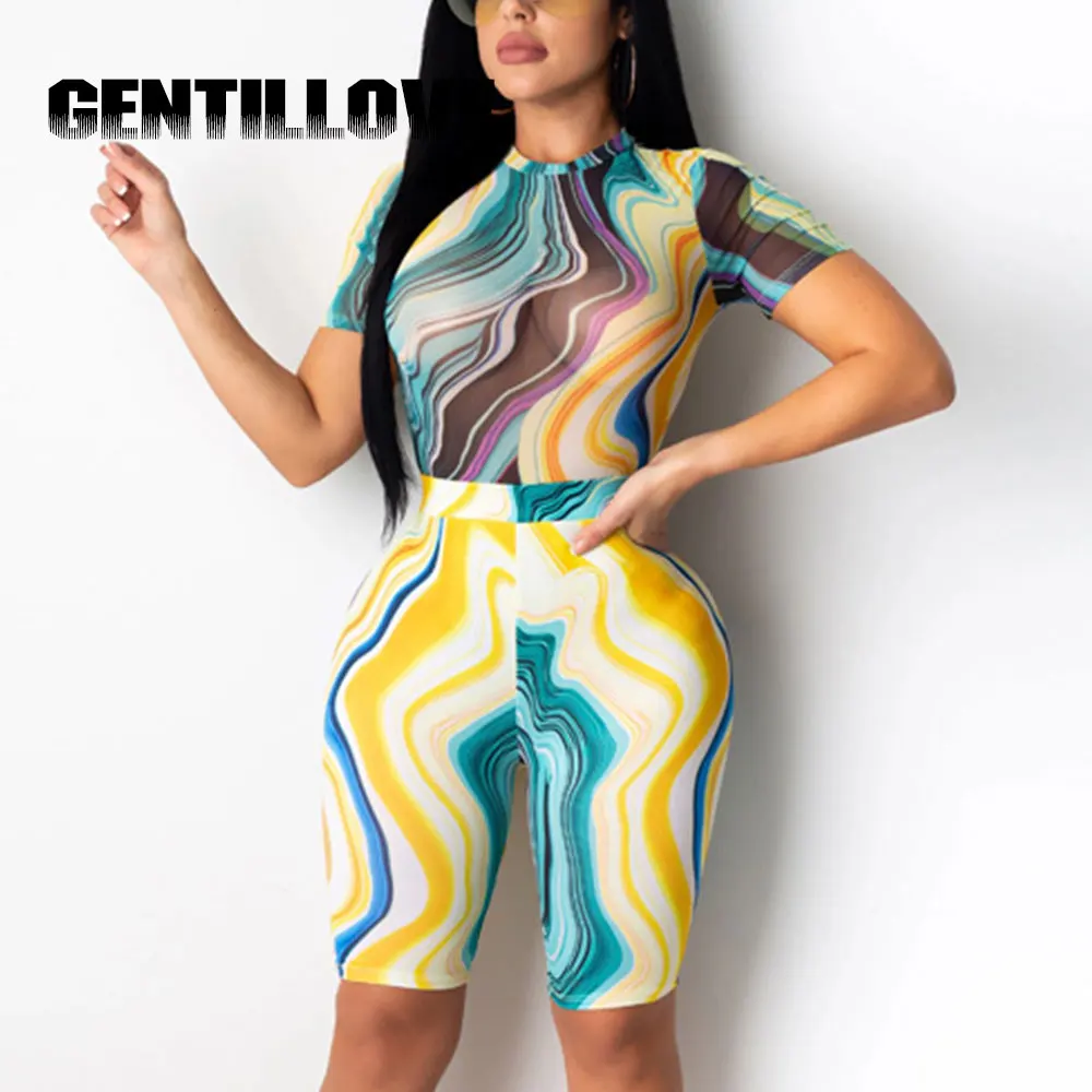 

2020 New Arrival Casual Suit Fashion Women's Solid Color T-shirt Pants Two-Piece Set Tie-dye Round Neck Short Sleeves Clothing