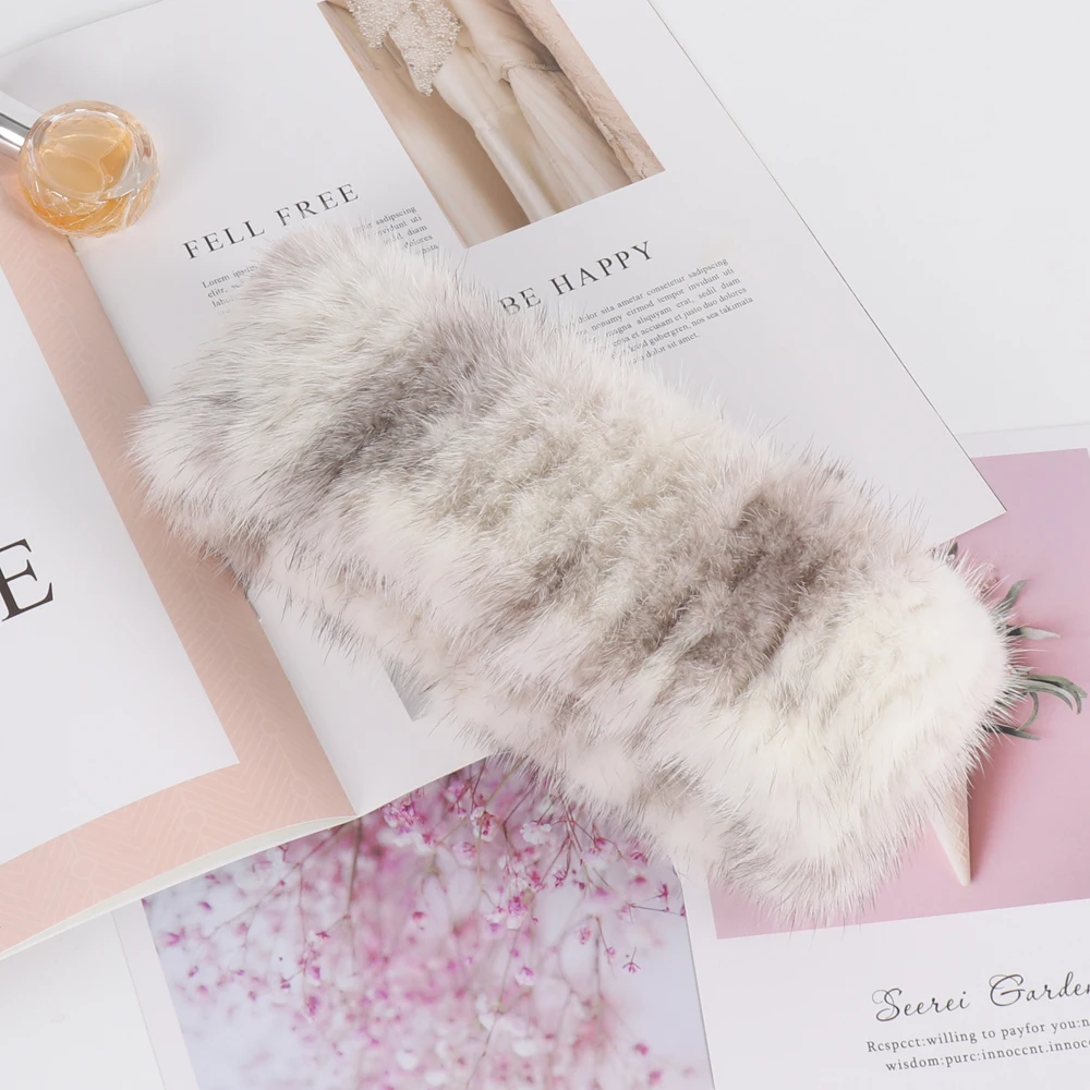 Новый стиль зимний женский вязаный эластичный шарф из натурального меха норки