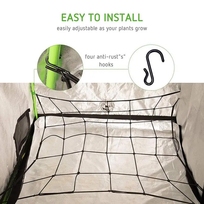 Сетка сетчатая эластичная с 4 стальными крючками для выращивания растений 1