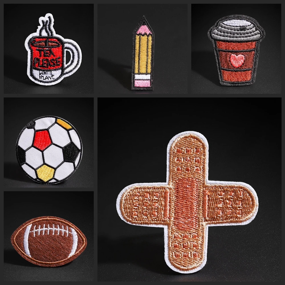 Coffee Cup Iron Patches Football Baseball Band-aid Backpack Coat Decal Badge