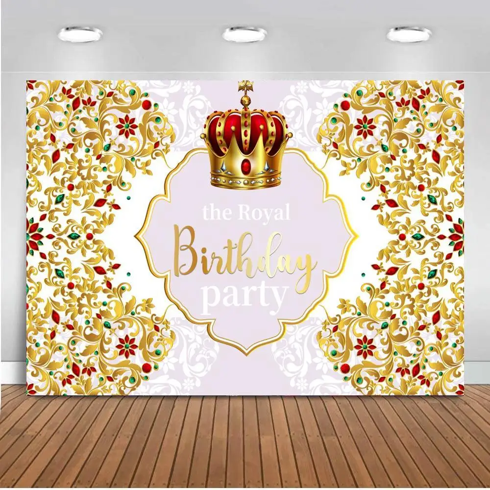 

Royal Crown Prince Newborn Baby Shower Backdrop For Photography Gold Glitter Background For Photo Studio Supplies Party Decor