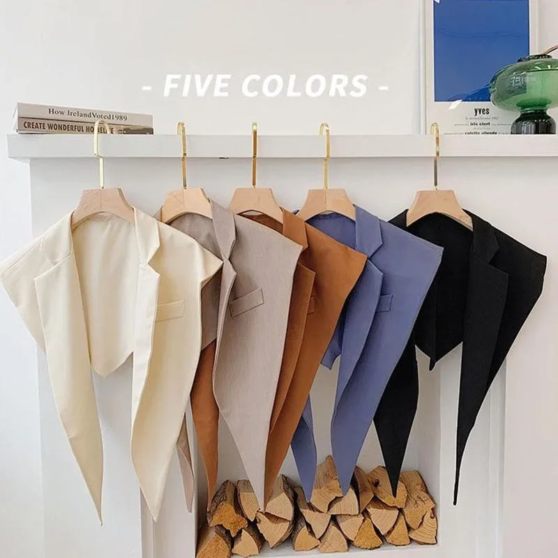 

Women Triangle Scarf Shawl Office Lady Lapel Color Fake Collar Necklace