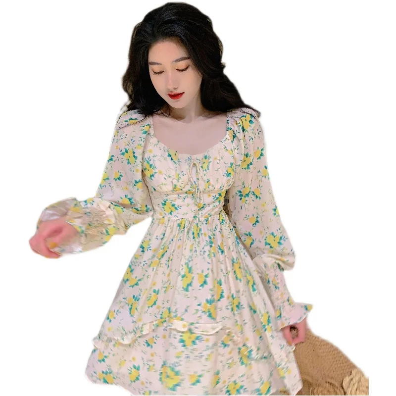 

COIGARSAM French Style Floral Print Women dress Dresses 7372