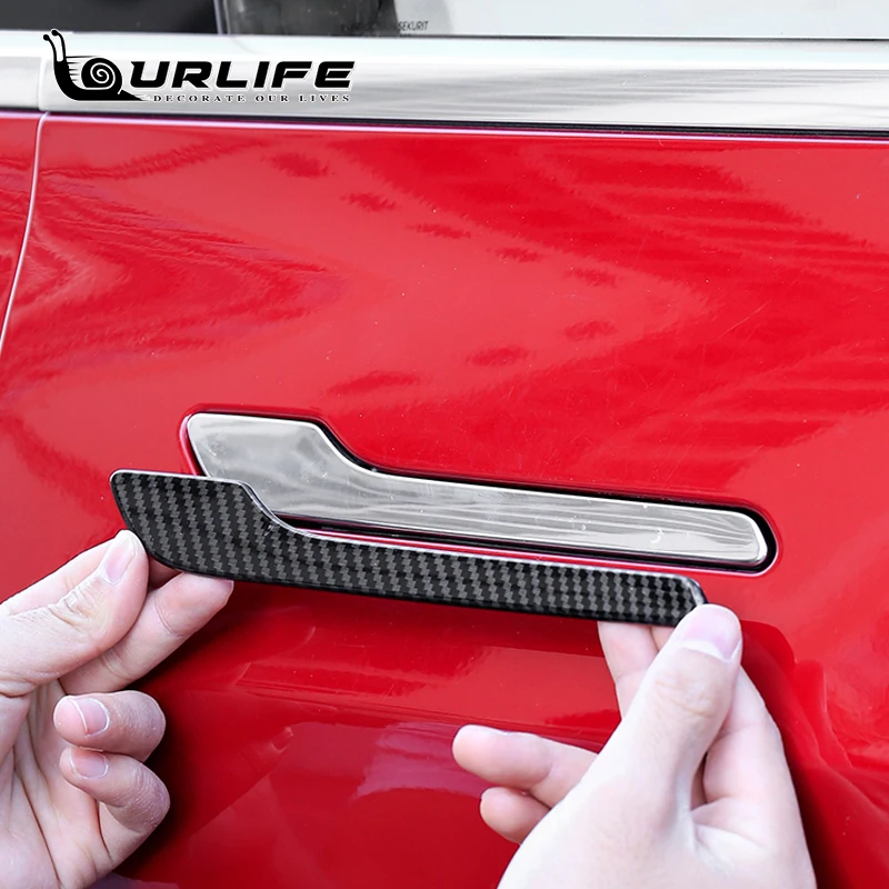 4 шт. дверные ручки Обёрточная Бумага Обложка для Tesla модель 3 три углеродного