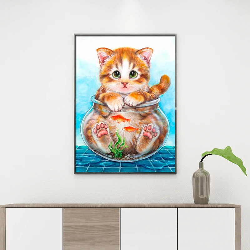 5D Diamond Painting Full Drill Cartoon &quotCute Cat" Mosaic Sale Round Rhinestones Pictures Embroidery Home Decor | Дом и сад
