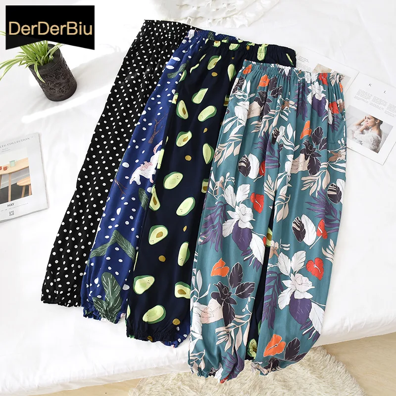 Демисезонные хлопковые шаровары тонкие домашние брюки женские штаны для сна