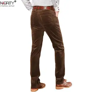 NIGRITY мужские зимние плотные брюки со средней талией, свободные эластичные вельветовые брюки, Длинные прямые деловые повседневные брюки, 6 цветов