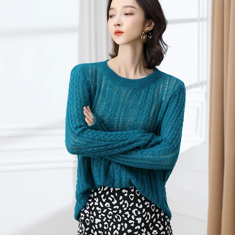 Jumper Pull Oversize Femme Hollow Out Sweater Woman Fashion 2019 Korean Pullover Female Tunic Long Sleeve Thin Loose Tops DD2385 | Женская