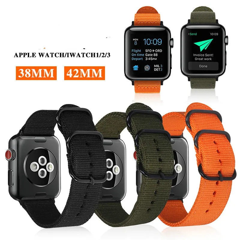 Я ремешки для часов 42 мм нейлоновый ремешок apple watch 3 38 40 44 iphone серии 1/2/3/4 тканая