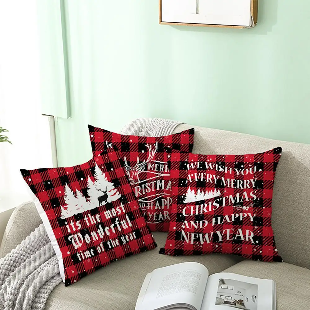 45x45 см Красная рождественская наволочка с рождественским декором для дома Санта