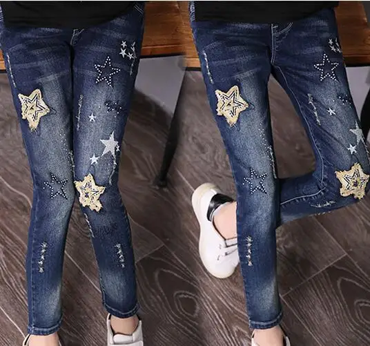 9007 jeans Коллекция года, Весенняя детская одежда джинсы для девочек повседневные тонкие джинсы для маленьких девочек, джинсы для крупных девочек, длинные штаны - Цвет: 9007 jeans