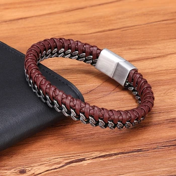 Vintage Handmade Leather Braid Men Bracelet 5